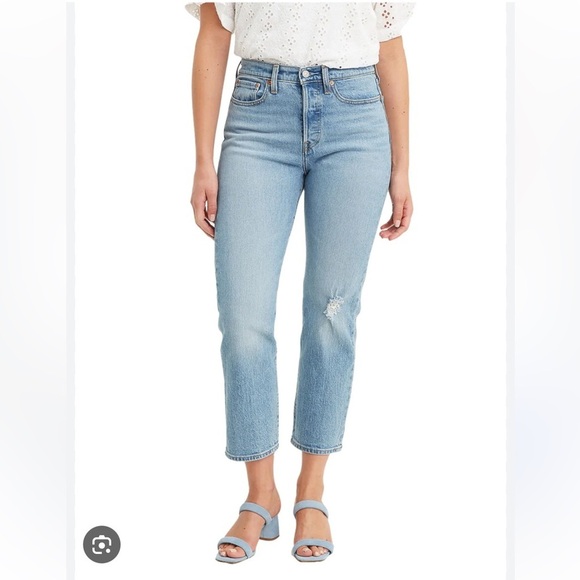 Levi's Denim - Levi's jeans Premium Womens W28 Wedgie Straight Leg Crop Denim Blue Button-fly